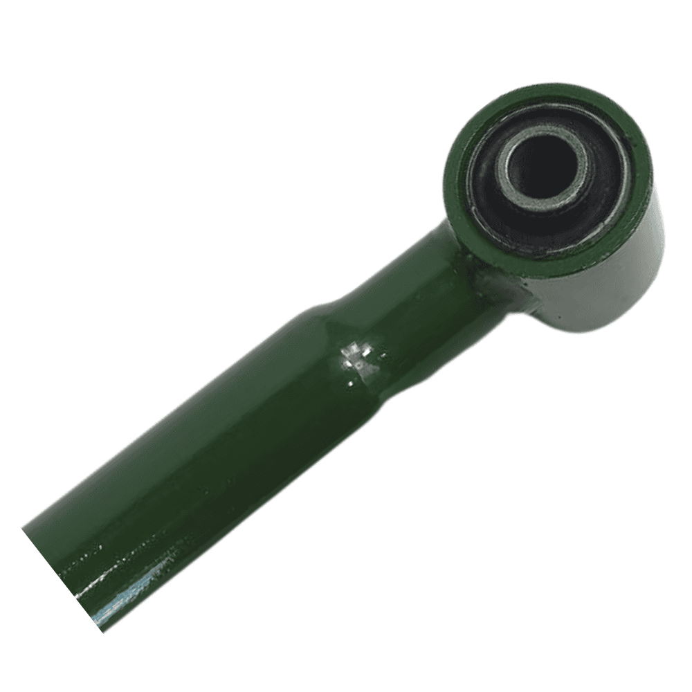 Green industrial hydraulic cylinder part for heavy machinery.