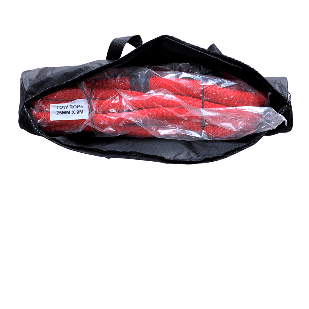 Towing Rope in a Black Bag for Vehicle Recovery and Towing Services.