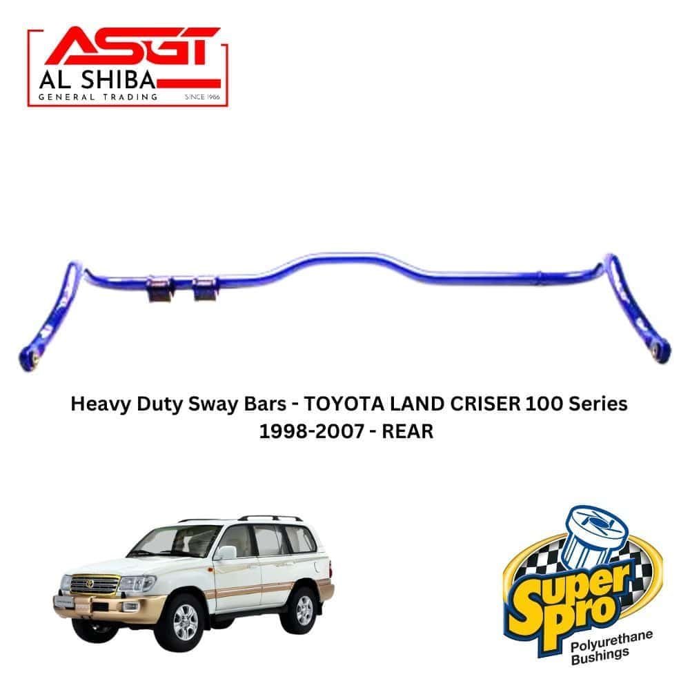 Heavy duty sway bar for Toyota Land Cruiser 100 Series, rear, 1998-2007, durable polyurethane bushin.
