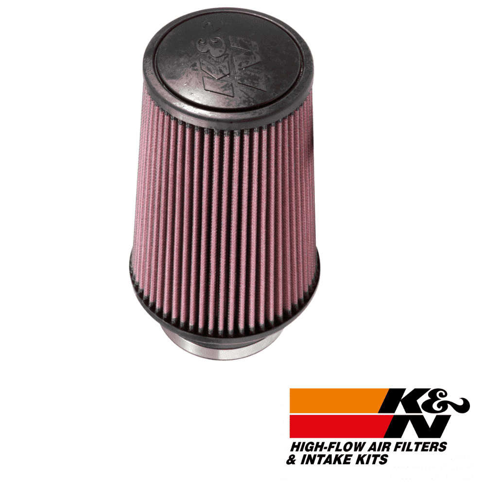 High-flow K&N air filter for vehicle engine performance and filtration.