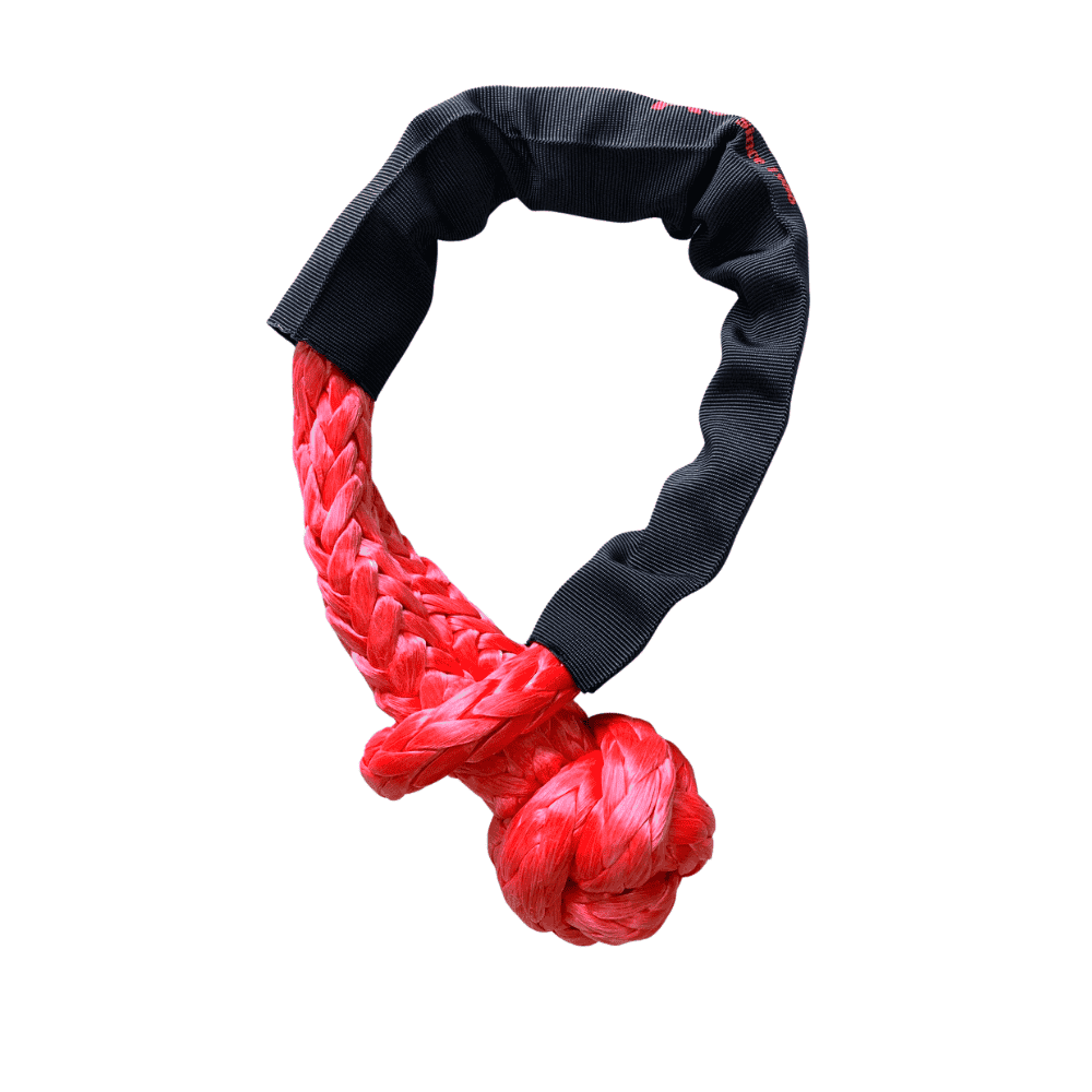 Rope training tool with black handle and red braided rope for fitness exercises.
