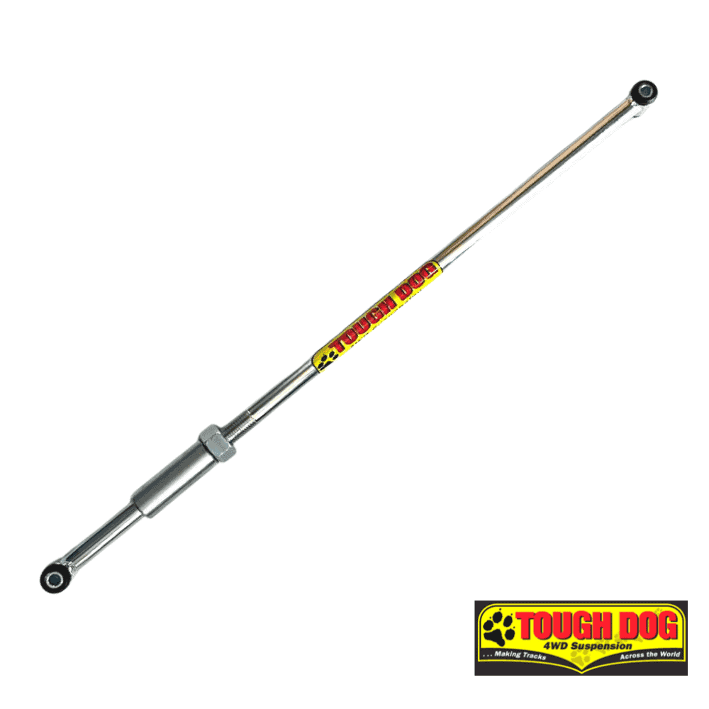 Heavy-duty shock absorber for off-road vehicles and trucks.