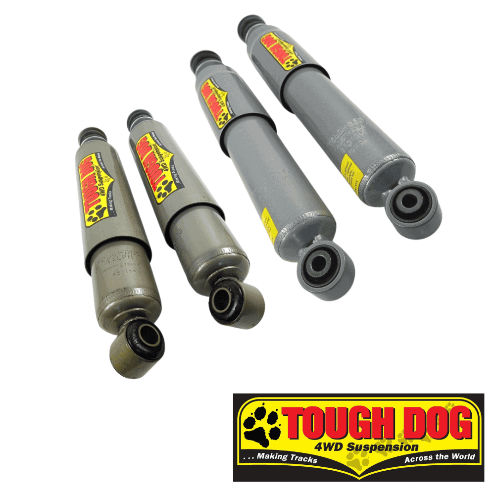 High-quality Tough Dog 4WD suspension shock absorbers for off-road vehicles.