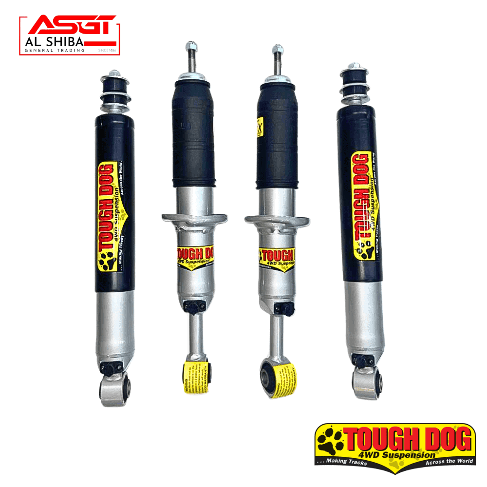 High-quality Tough Dog 4WD suspension shocks for off-road vehicles and trucks.