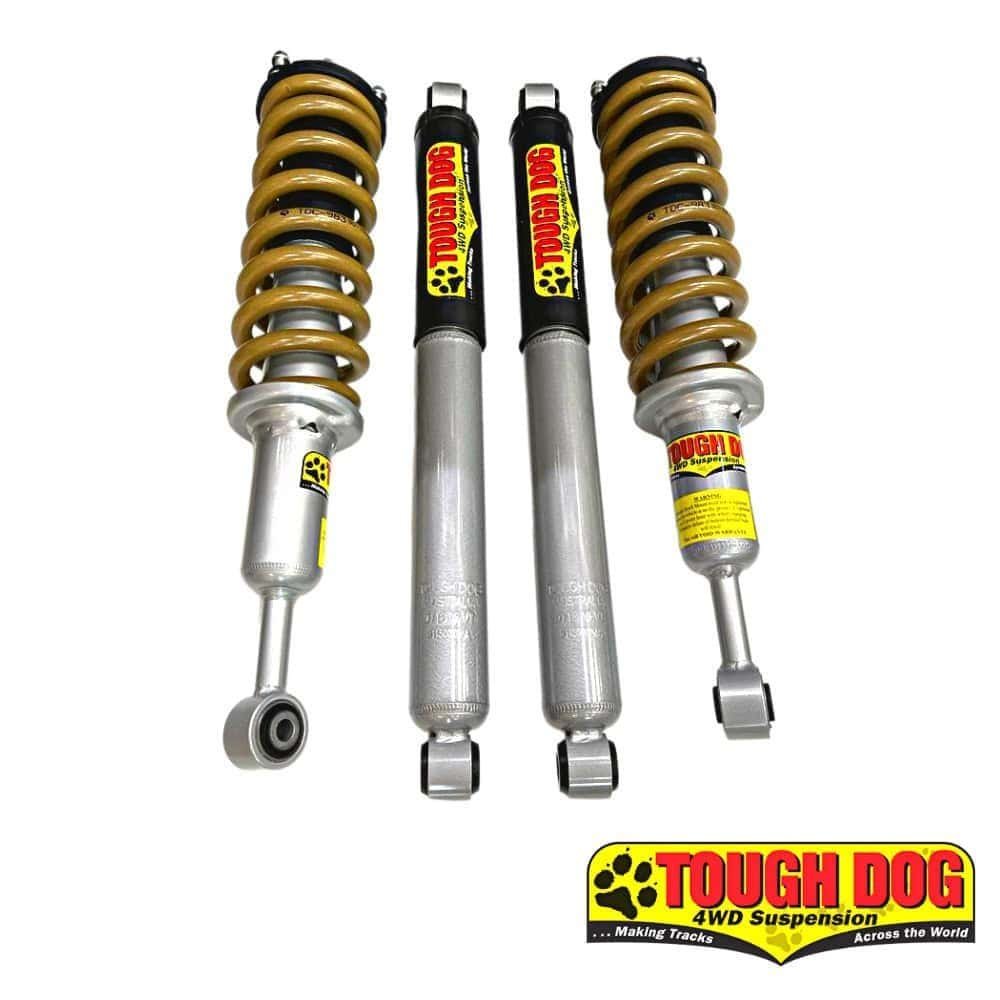 High-performance Tough Dog 4WD suspension shocks for off-road vehicles and trucks. Durable, reliable.