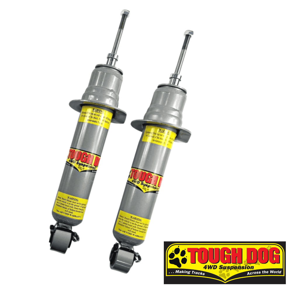 High-quality Tough Dog 4WD suspension shocks for off-road vehicles and trucks.