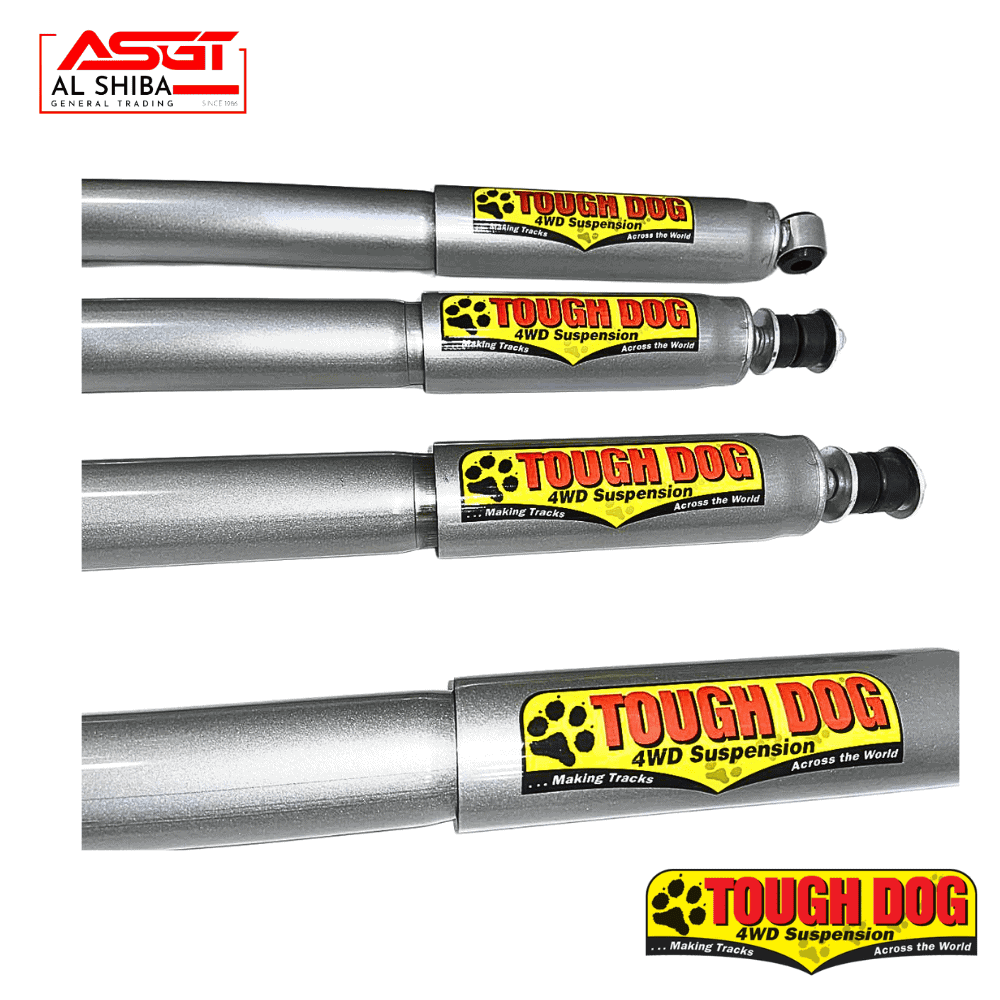 Tough Dog 4WD suspension shock absorbers for off-road vehicles, durable and high-performance.
