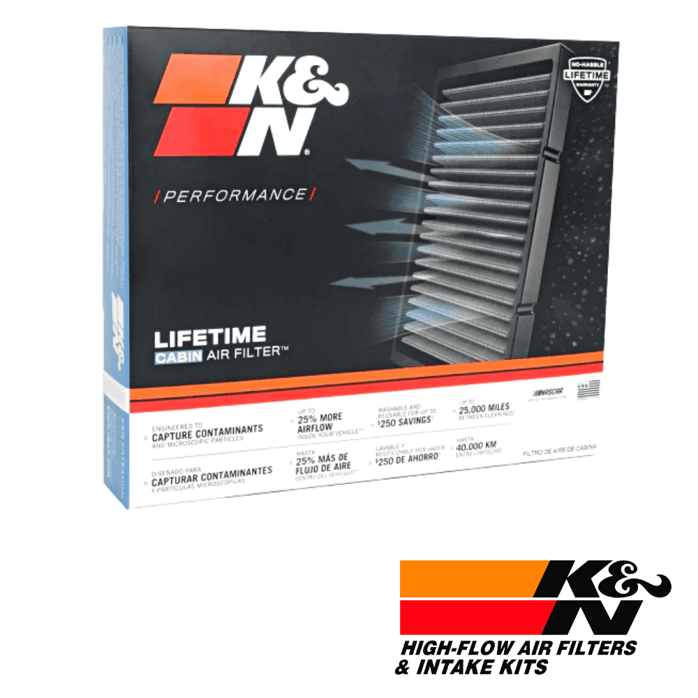 K&N Lifetime Cabin Air Filter for Vehicle Air Quality and Performance.