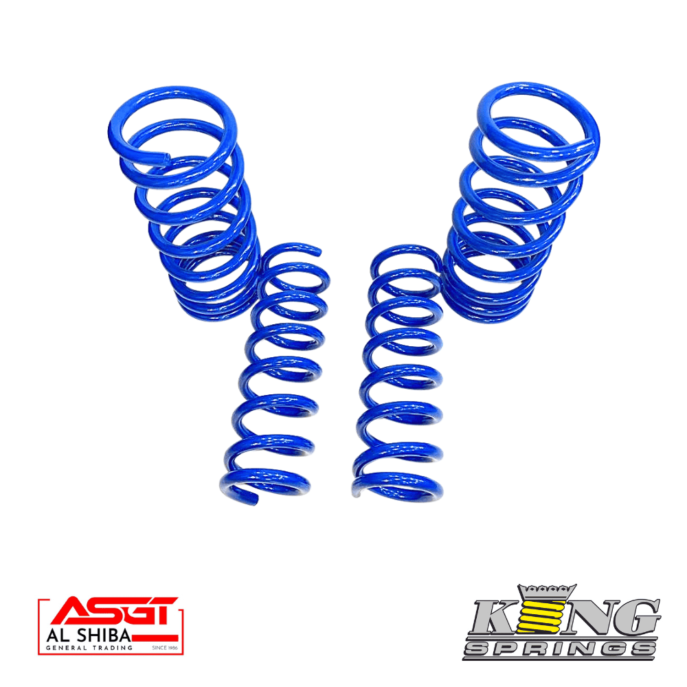 Blue coil springs for industrial use, displayed on a white background.