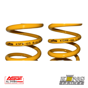 KKing Springs yellow coil springs for vehicle suspension, high-quality automotive parts.