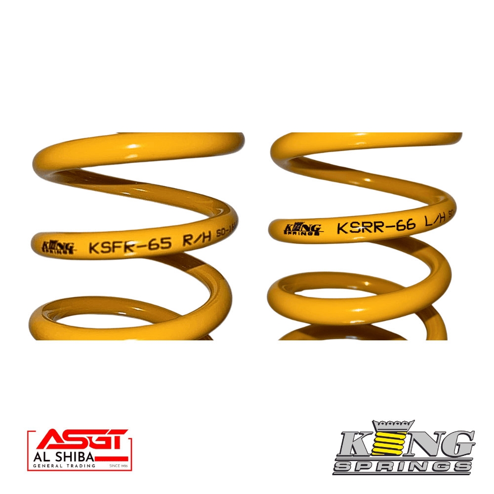 KKing Springs yellow coil springs for vehicle suspension, high-quality automotive parts.
