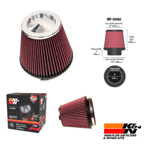High-flow air filter for vehicle engine, easy installation, durable design.