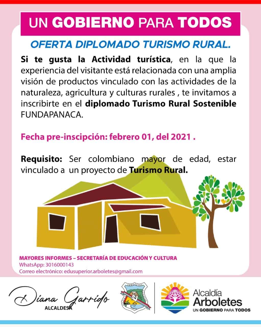 Arboletes ofrece oportunidades para estudiar Diplomado en Turismo Rural