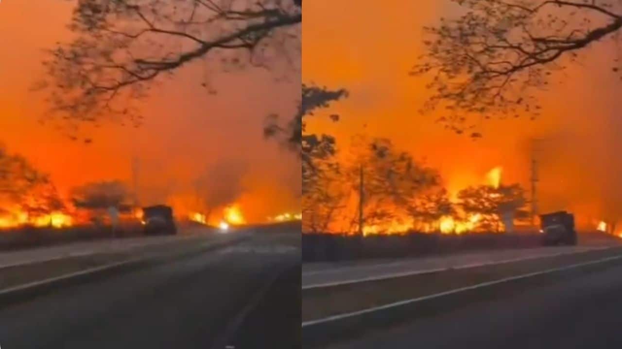 Bomberos atienden incendios Tolima en una zona de vegetación afectada por las llamas
