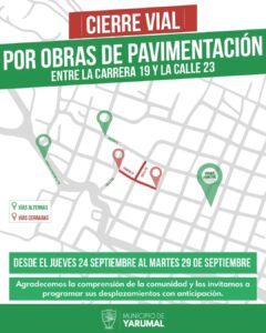 Yarumal tendrá cierre vial temporal por obras de pavimentación
