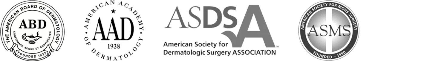 Dr. Johnson's dermatology certification badges