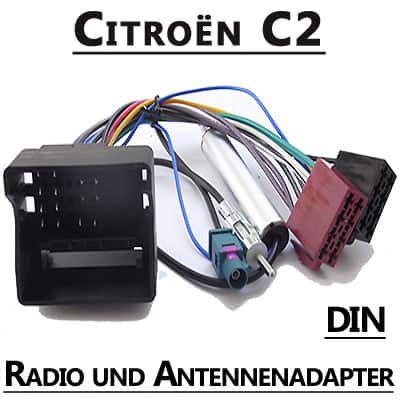 CAN-B Autoradio Adapter für Citroën C2 – Radio- und Antennenadapter, DIN-Schnittstelle.