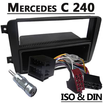 Schwarz] Auto Radio Adapter für Mercedes C 240 mit CAN-B, ISO & DIN.