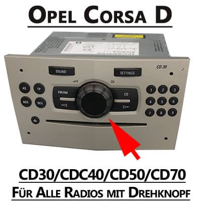 Hochwertiger Opel Corsa D Autoradio Adapter mit Drehknopf, CAN-B kompatibel.