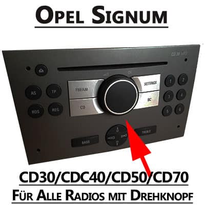 CD Autoradio Adapter Opel Signum mit Drehknopf, kompatibel mit CD30/CDDC40/CD50/CD70.