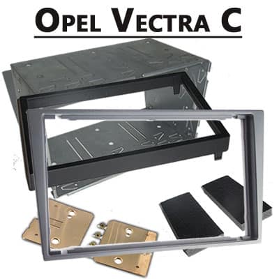 Schwarz-weißer Opel Vectra C Autoradio Adapter Einbaurahmen, CAN-B kompatibel.