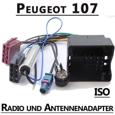 Autoradio Adapter mit CAN-B Schnittstelle für Peugeot 107, Radio und Antennendose, einfacher Einbau.