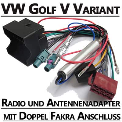 CAN-B Autoradio Adapter Kabel für VW Golf V Variante, Radio- und Antennenadapter, Doppel Fakra Anschluss.