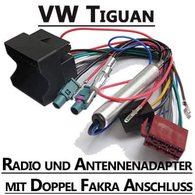 Hochwertiger VW Tiguan Autoradio Adapter mit Doppel Fakra Anschluss für CAN-B.