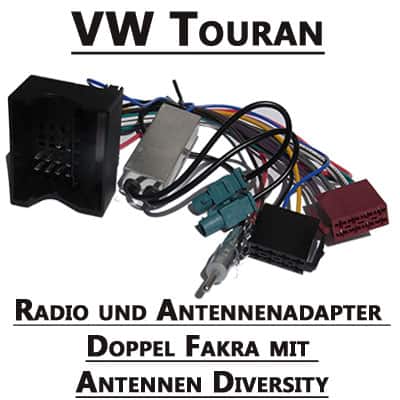 Can-B Adapter VW Touran, Autoradio Adapter, Kabelsatz für Car-Audio, Doppel Fakra, Antennen Diversity.