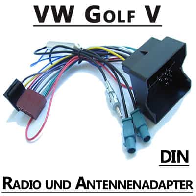 VW Golf V Radio- und Antennenadapter, CAN-B, DIN, moderne Autoradio-Anpassung.