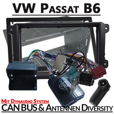 Hochwertiger Autoradio Adapter für VW Passat B6 mit CAN-BUS und Antennenadapter.