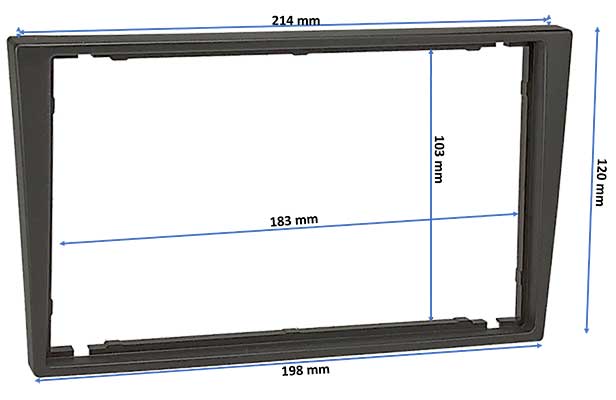 Gedetailleertes Autoradio Adapter Gehäuse mit CAN-B Schnittstelle, präzise Abmessungen, kompatibel mit Auto-Audio-Systemen.