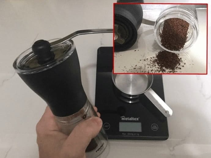 Grinding coffee beans 