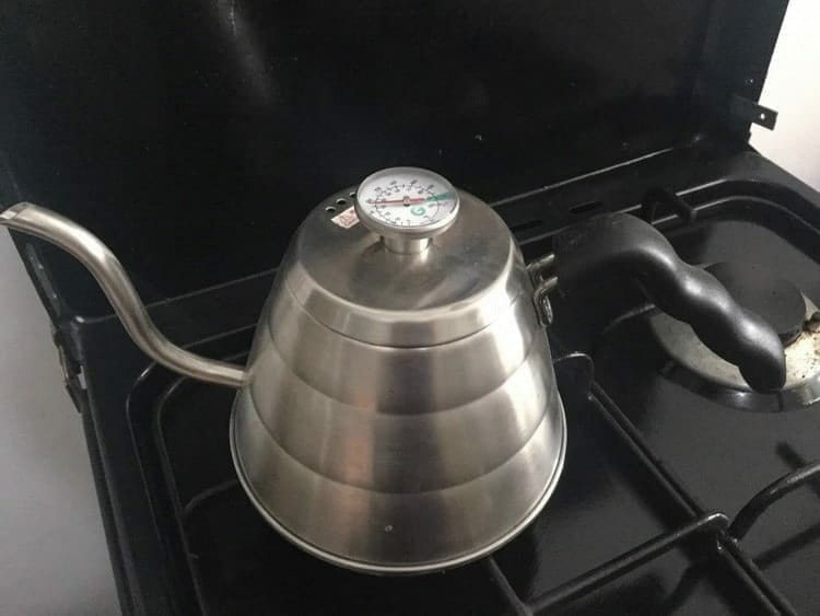Gooseneck kettle on a stove-top