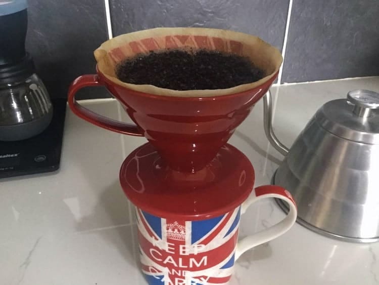 Coffee dripping through the V60