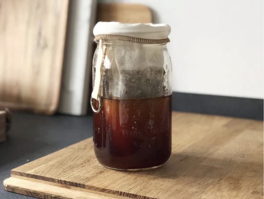 cloth sock coffee filter inside of a Mason Jar 