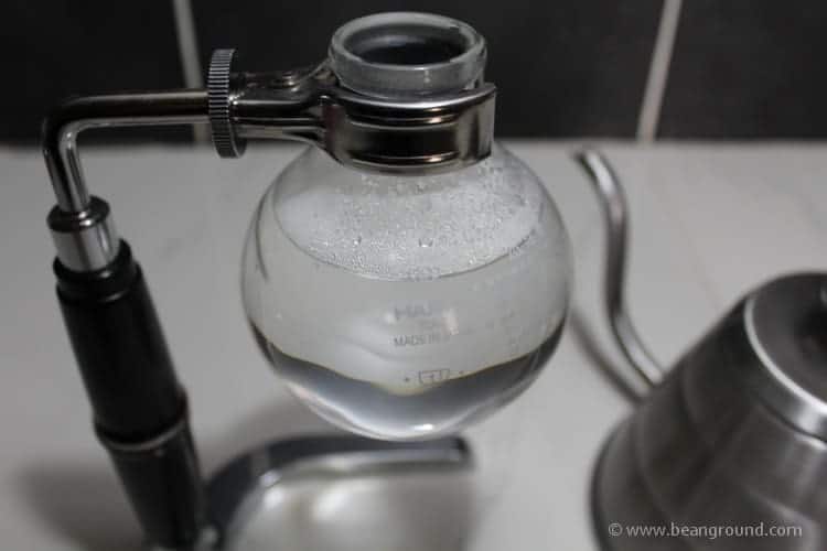 fill water up to the line on the glass rim