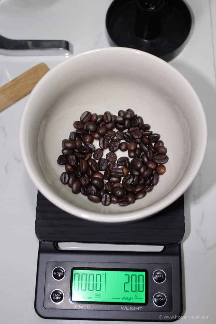 weigh out your coffee beans 