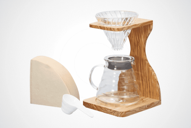 Hario V60 Olive Wood Pour Over Stand Set