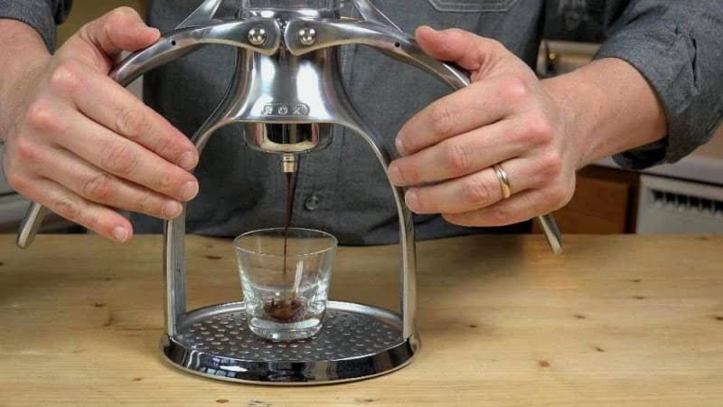 testing the ROK manual espresso machine