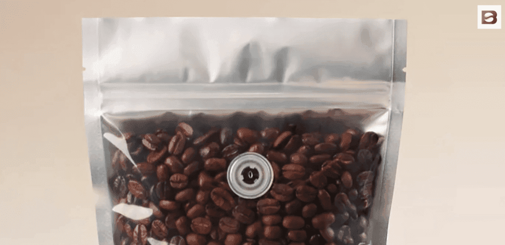 coffee packaging with one way valve to degas