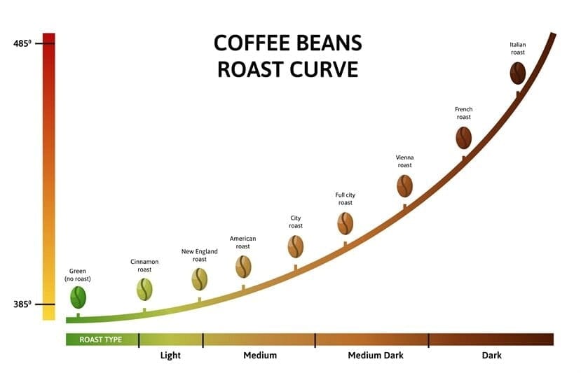 beans have reached coffee roasting levels roast curve optimal temperature for roasting