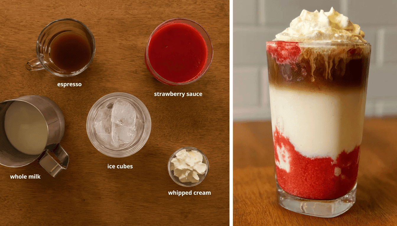 Iced Strawberry Latte ingredients