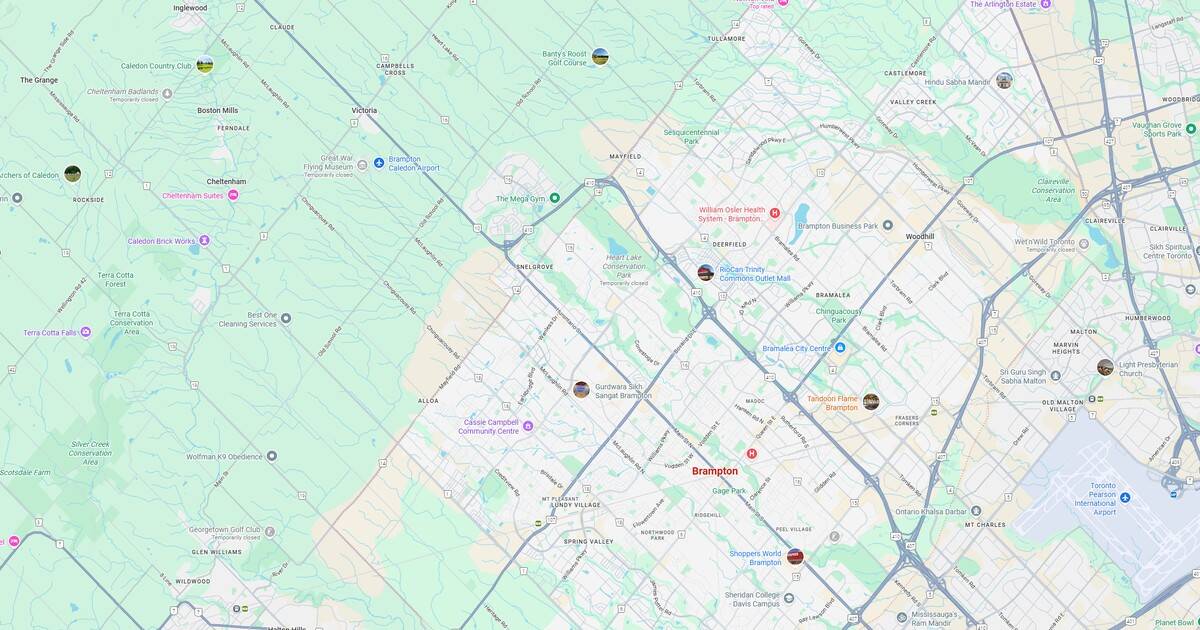 An overview of Brampton city including parks, transportation, and landmarks.