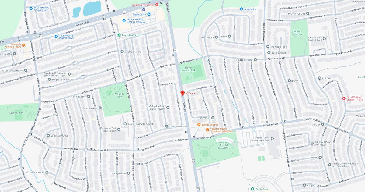 Detailed map showing streets, parks, and landmarks in a residential community.