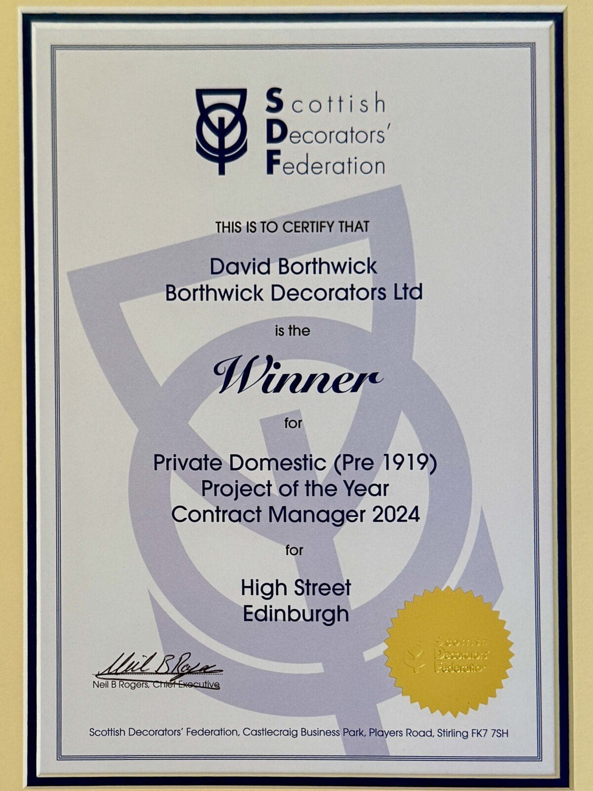 Winner — Private Domestic (Pre-1919) Project of the Year — Contract Manager 2024