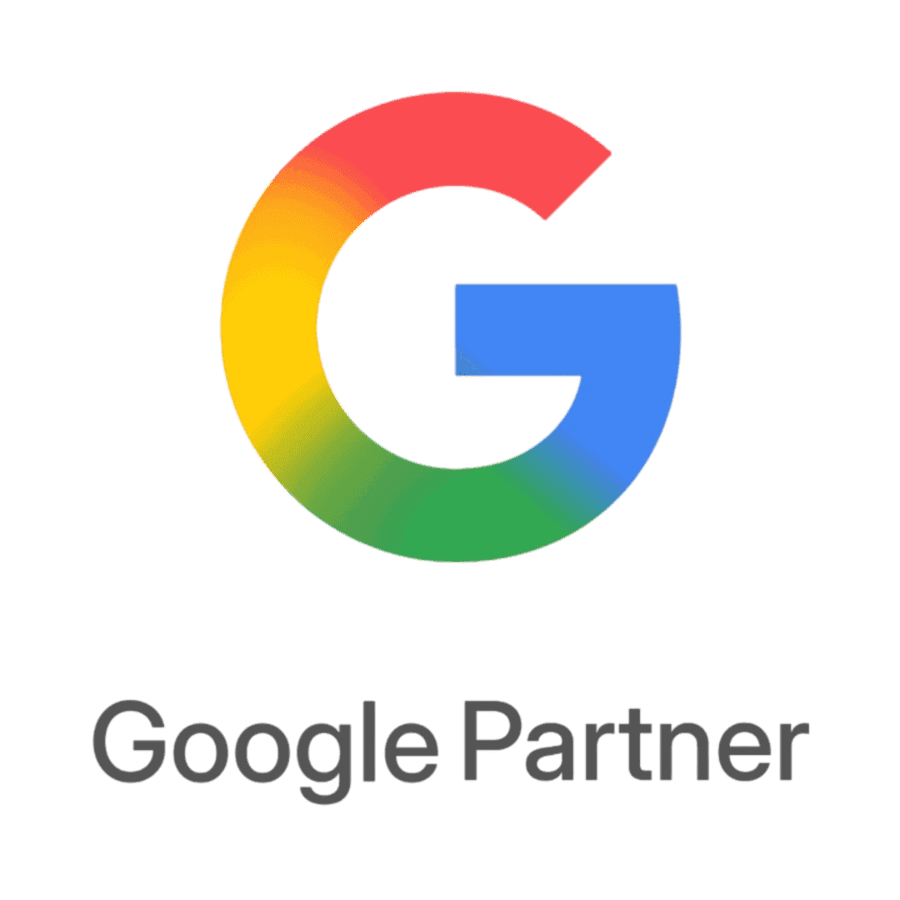 Badge Google Partner avec logo G coloré pour le pied de page.