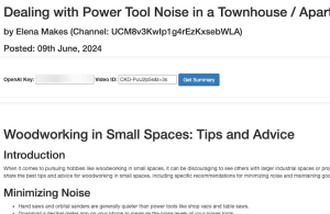 Power tool noise reduction in townhouses, woodworking tips, and small space advice.