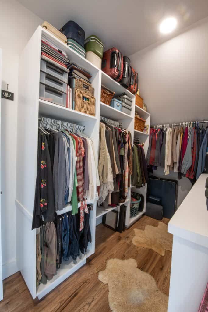 Functional walk-in closet cabinetry