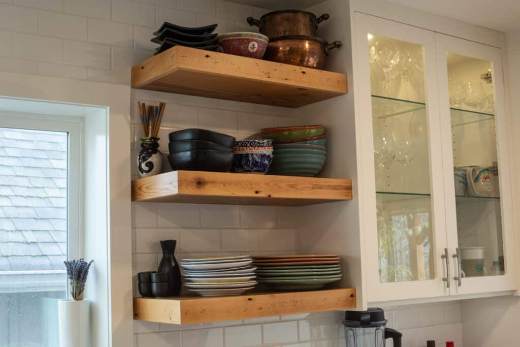 Reclaimed fir floating shelves